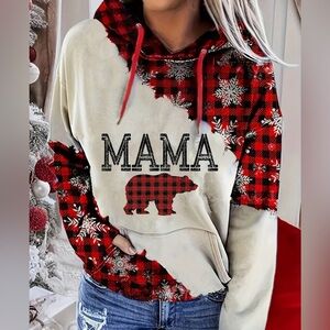 Plaid mama bear hoodie sweatshirt